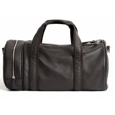 Stylish Dark Brown Leather Travel Bag with Compartments