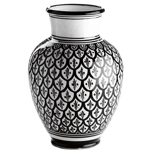 Timeless Elegance: Moroccan Handcrafted Black & White Ceramic Vase