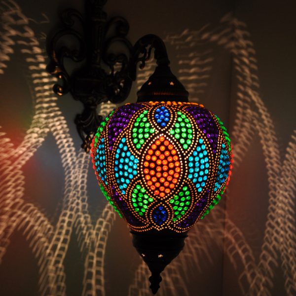Moroccan Silver Metal Handcrafted Pendant Wall Lamp