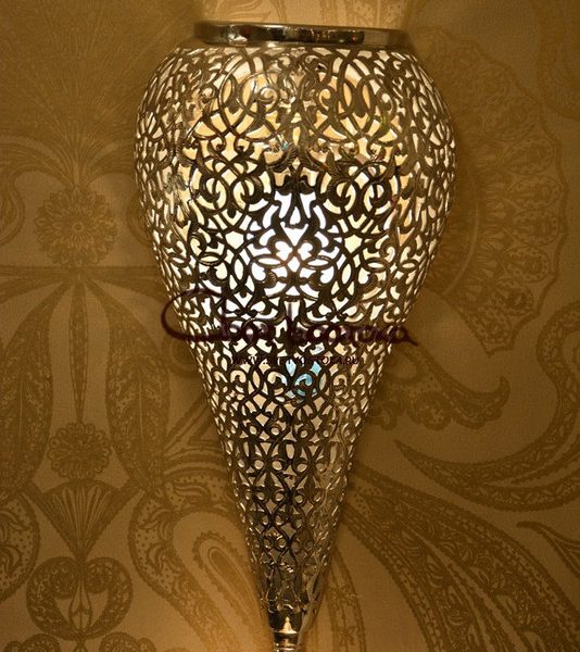 Moroccan Silver Metal Wall Lamp - Vintage Charm, Endless Design Options.