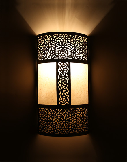 Moroccan Silver Metal Vintage Wall Lamp