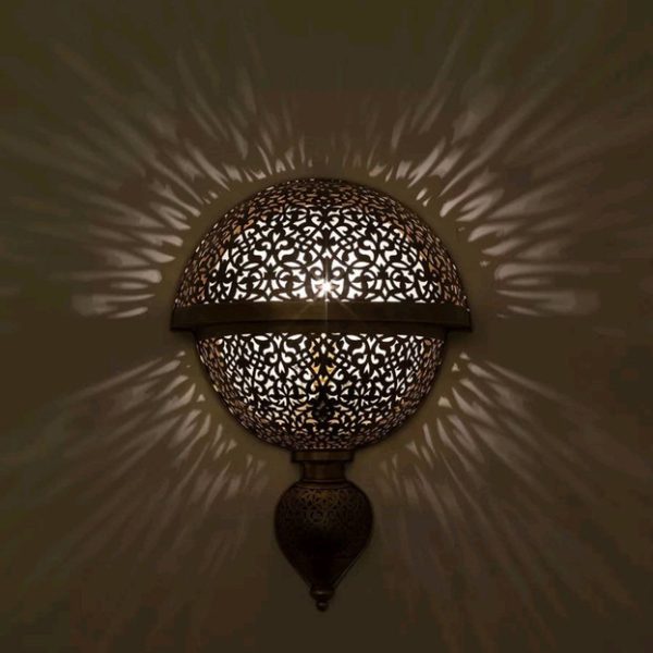 Moroccan Silver Metal Handcrafted Pendant Wall Lamp