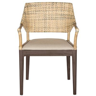 Moroccan Teak Wood Armchair with Floral Carvings