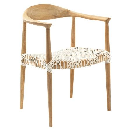 "Moroccan Hand-Carved Wood Chair 112 | Durable Teak Armchair"