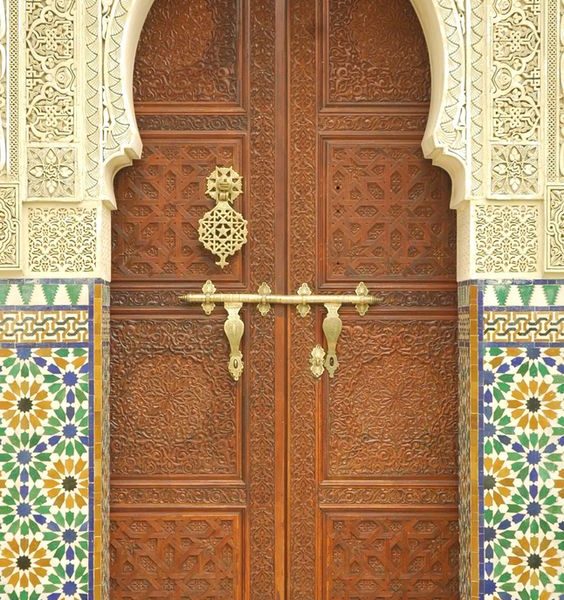 Hand-Carved Moroccan Wood Doors for Interior & Exterior Spaces