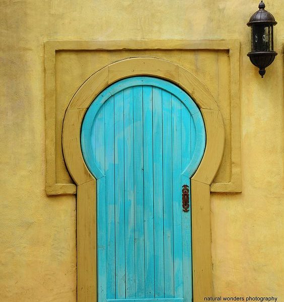 Moroccan Cyan Wood Door 110 - Handcrafted Traditional Elegance, For Indoors or Outdoors