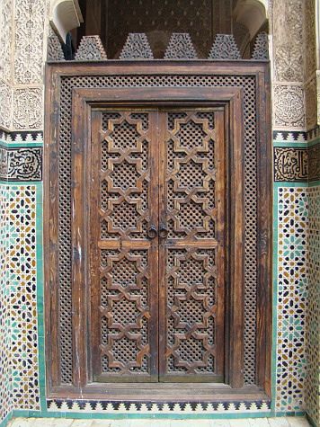 Vintage Moroccan Hand-Carved Solid Wood Door - High-Quality Craftsmanship