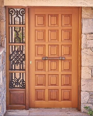 Artisan-Crafted Wood Door with Sidelight | Handmade in Morocco
