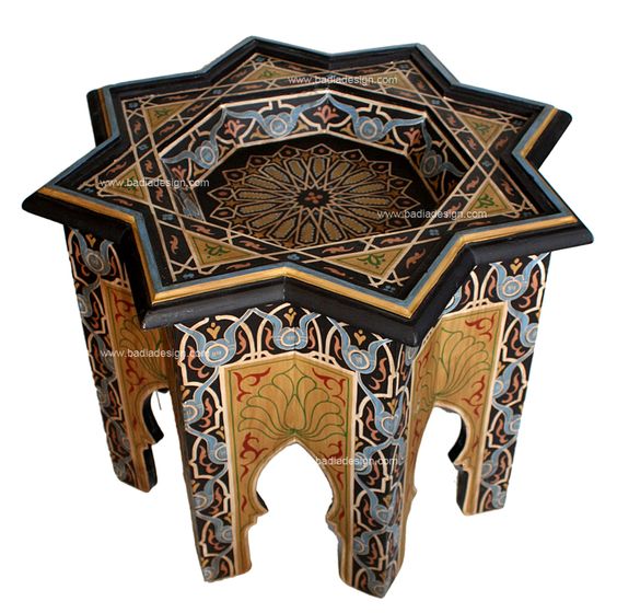 Hand-Carved Cedar Wood Moroccan Side Table 176