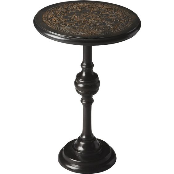 Hand-Carved Moroccan Wood Table in Glossy Black - Custom Dimensions, Timeless Allure
