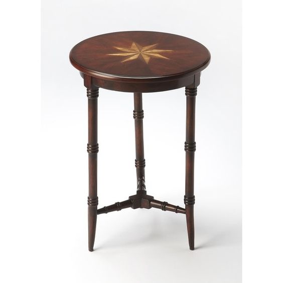 Hand-Carved Moroccan Wood Table in Glossy Brown Finish