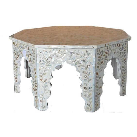 Hand-Painted Moroccan Wood Coffee/End Table