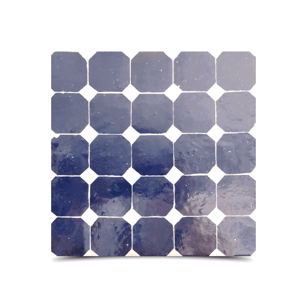 Moroccan Blue Mosaic Tiles - Elegant Navy and White Pattern