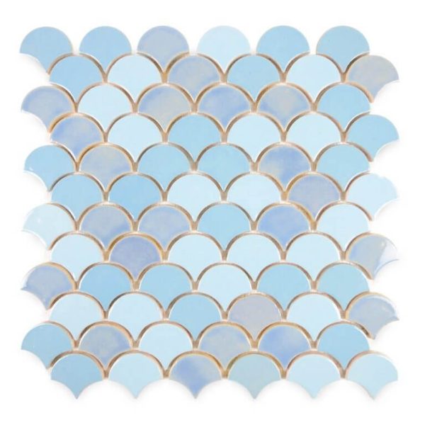 Blue Glazed Moroccan Fish Scales Tiles for Walls & Floors