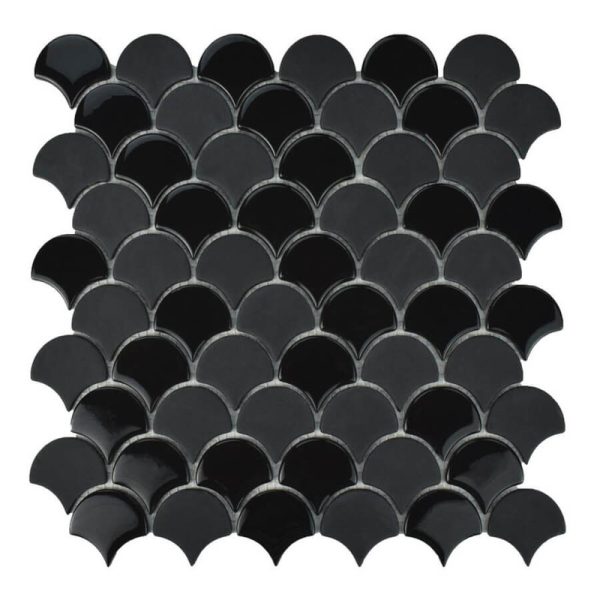 Captivating Moroccan Fish Scale Tiles in Black Mixed Finish